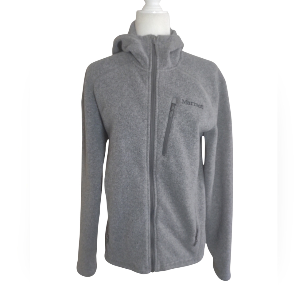 Marmot Hoodie Women's Full Zip Fleece Lined Heathered Grey S